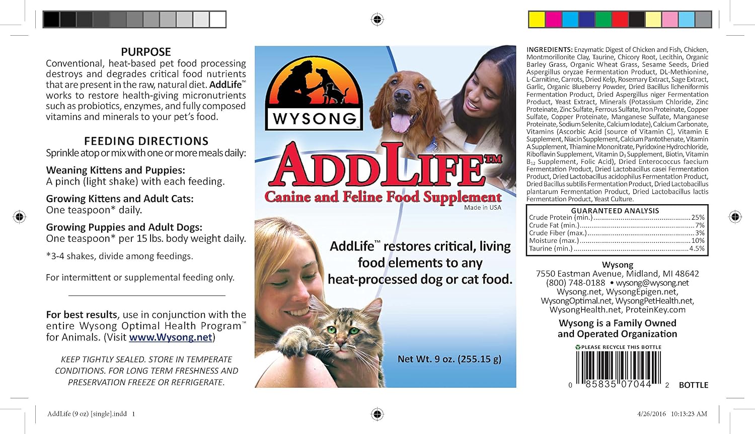 Wysong AddLife Canine & Feline Food Supplement - 9 oz (255 g)
