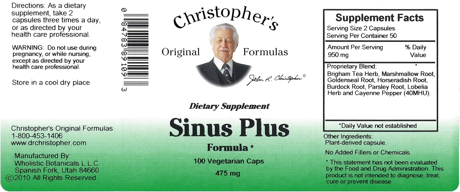 Sinus Plus: Sinus Support Capsules – Whole Herb Synergistic Blend, 100 Count