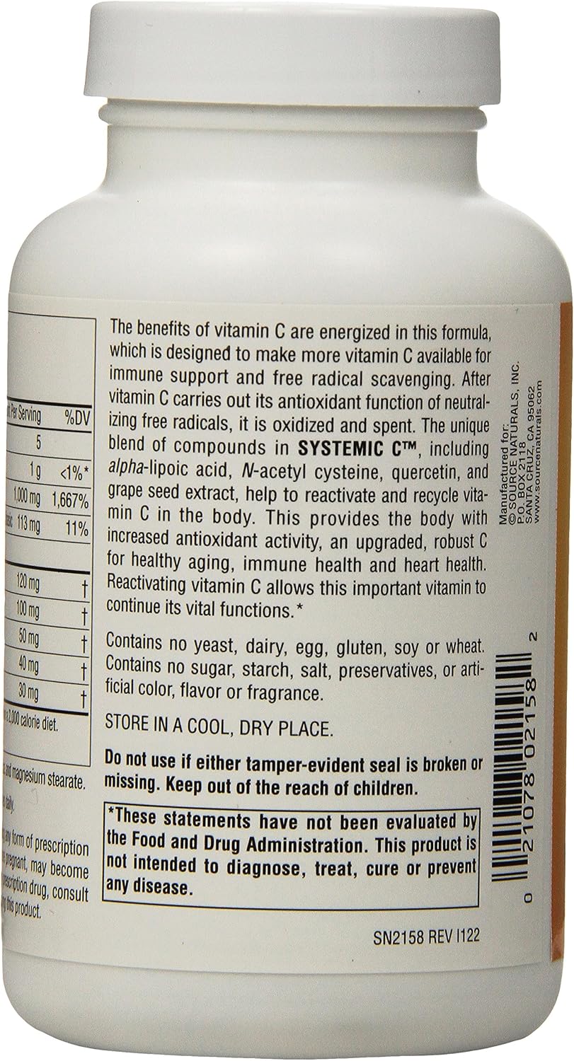 Source Naturals Systemic C, 500 mg - 120 Capsules