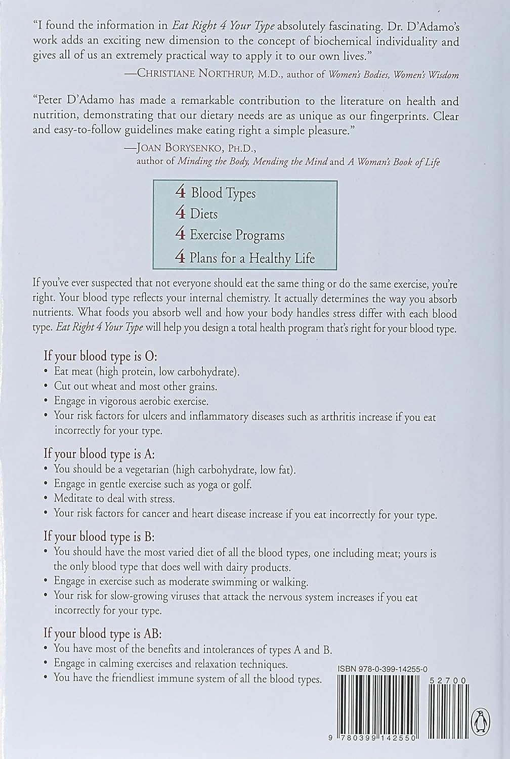 Eat Right 4 Your Type: The Personalized Diet Solution to Staying Healthy, Living Longer & Achieving Your Ideal Weight