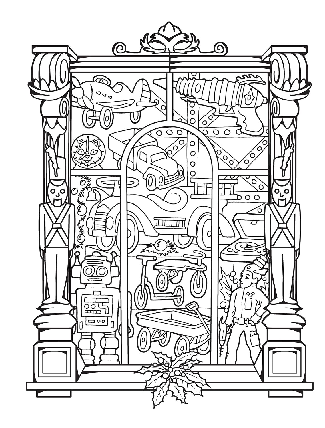 Creative Haven Vintage Christmas Windows Colouring Book