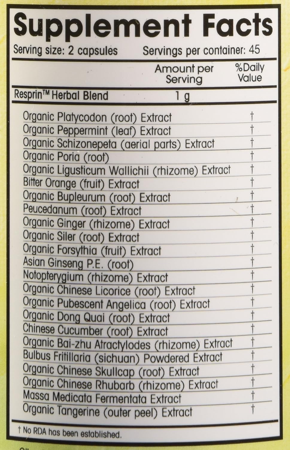 Respirin Traditional Herbal Blend for Natural Breathing Support, 500 mg, 90 Vegan Capsules