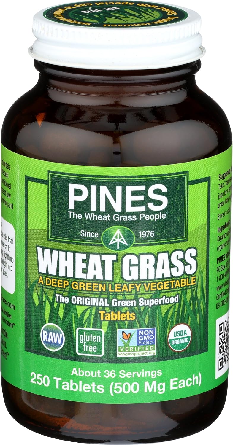 Pines Organic Wheat Grass Tablets, 500 Count