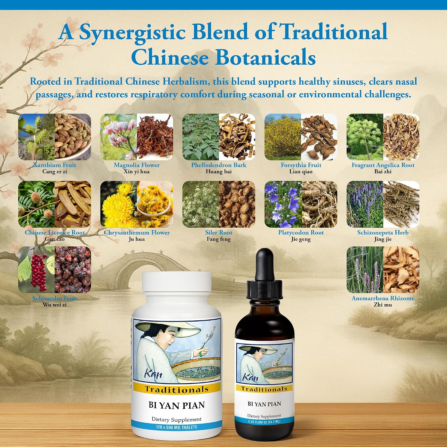 Kan Herb Company Bi Yan Pian – Traditional Chinese Herbal Formula for Sinus Health, Liquid Extract, 2 fl oz (59 mL)