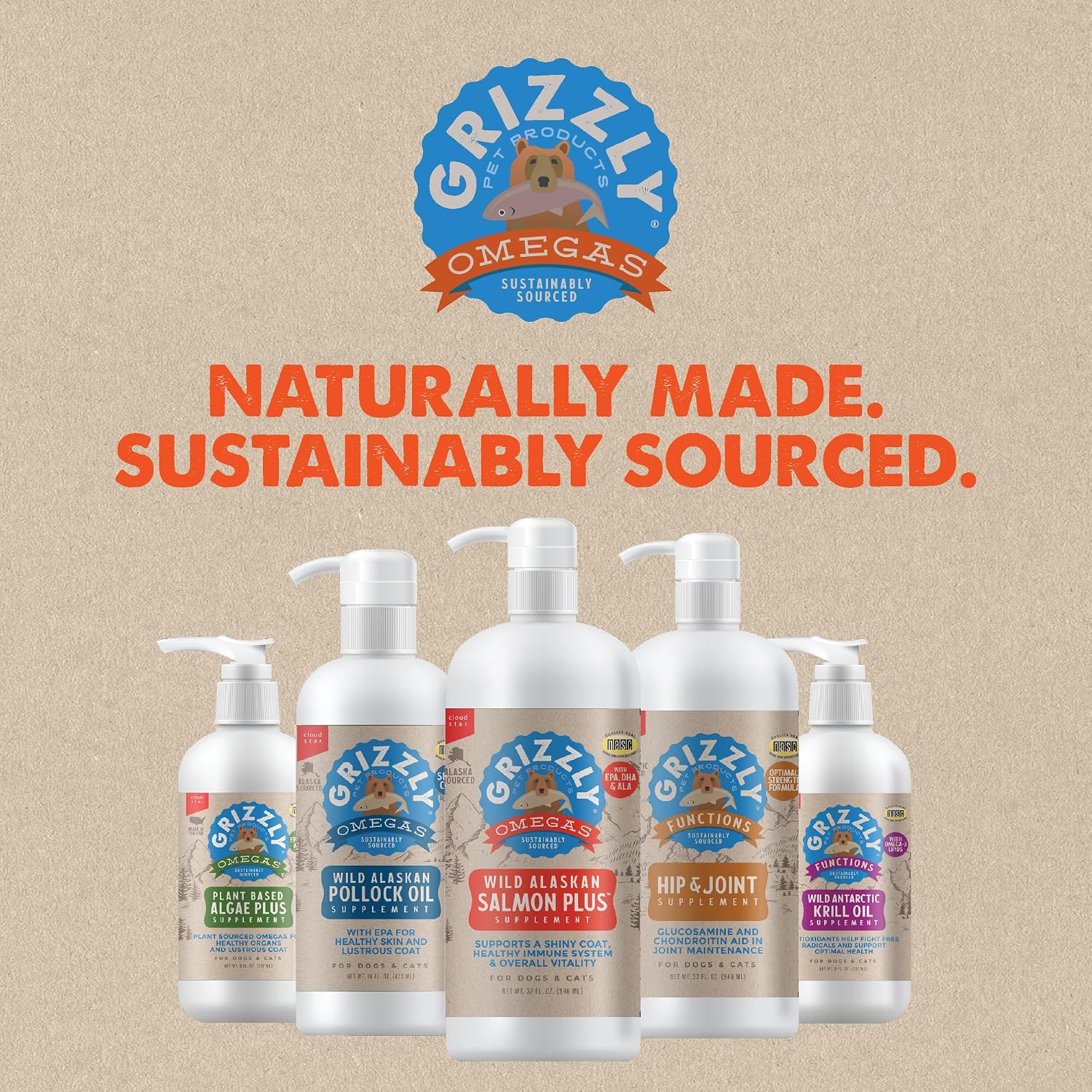 Grizzly Salmon Plus Omega 3-6-9 Liquid Food Supplement for Dogs and Cats, 118 mL Bottle