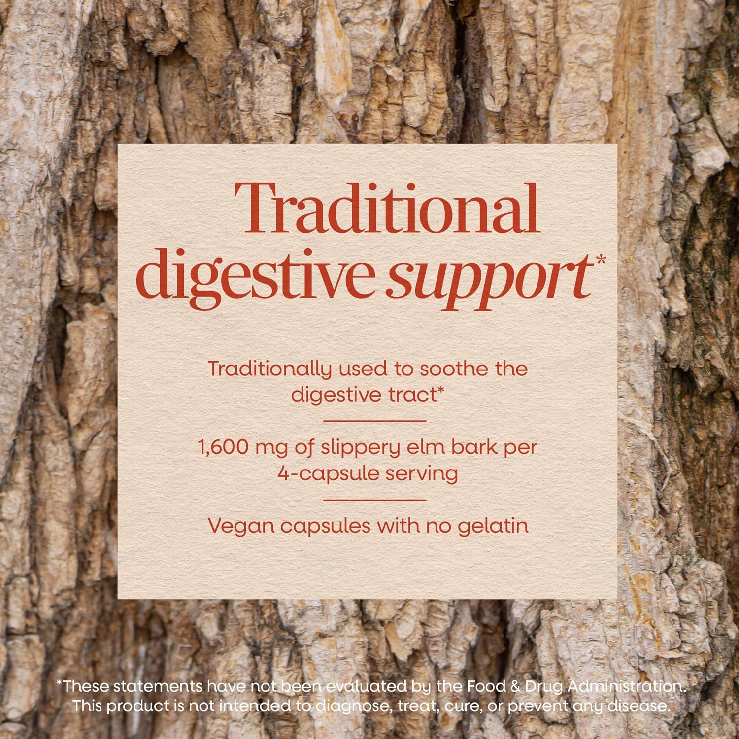 Nature's Way Slippery Elm Bark Capsules – Traditional Digestive Support – 1,600 mg per Serving – Vegan – 100 Capsules