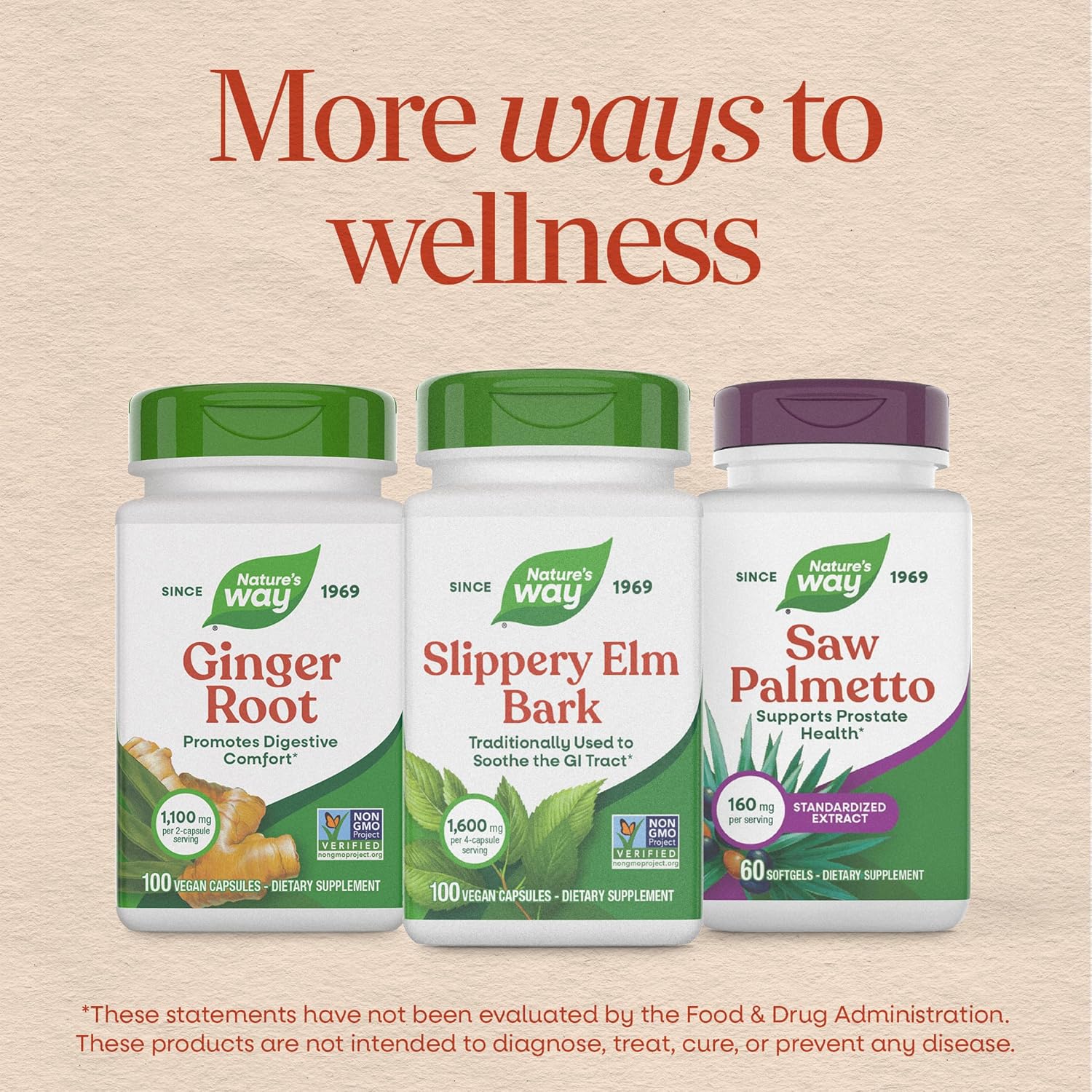 Nature's Way Slippery Elm Bark Capsules – Traditional Digestive Support – 1,600 mg per Serving – Vegan – 100 Capsules
