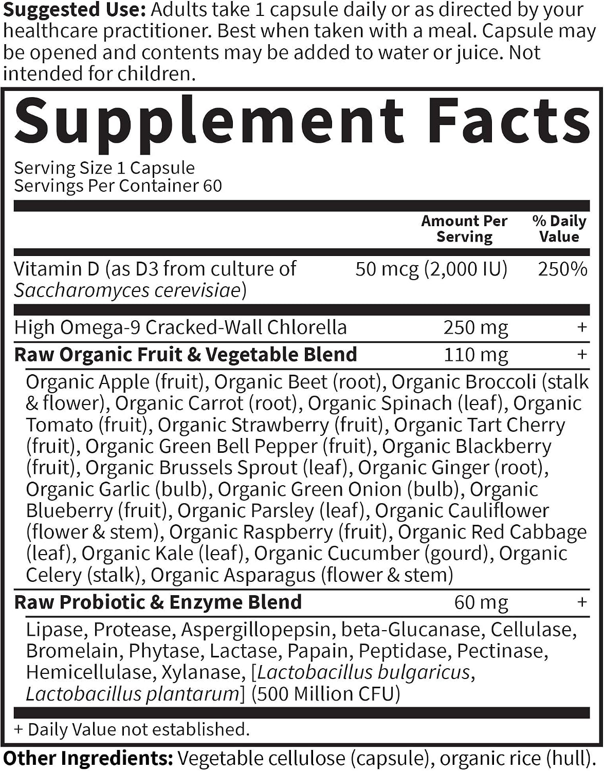 Garden Of Life, Raw Vitamin Code D3 2000Iu, 60 Vegetarian Capsules