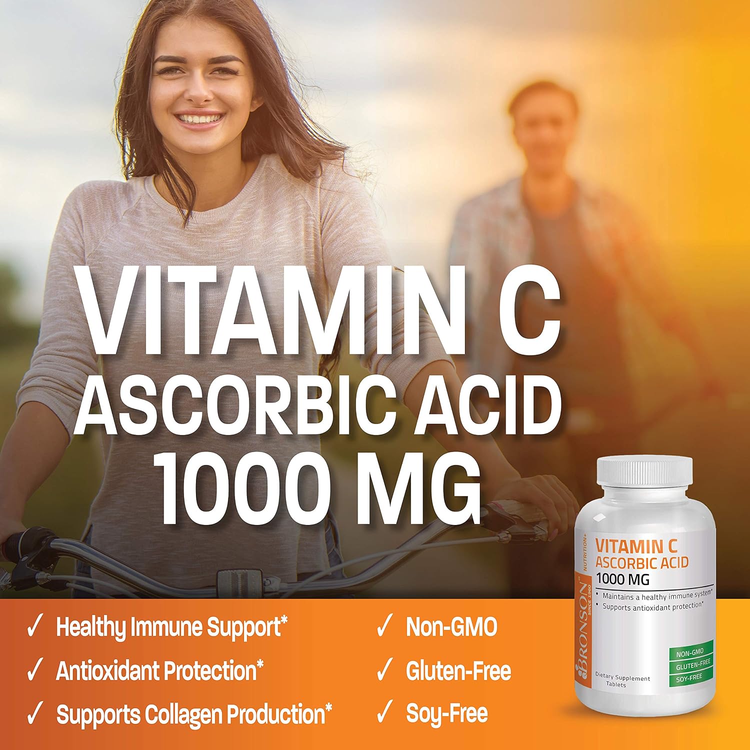 Bronson Vitamin C 1000 mg Premium Non-GMO Ascorbic Acid Tablets