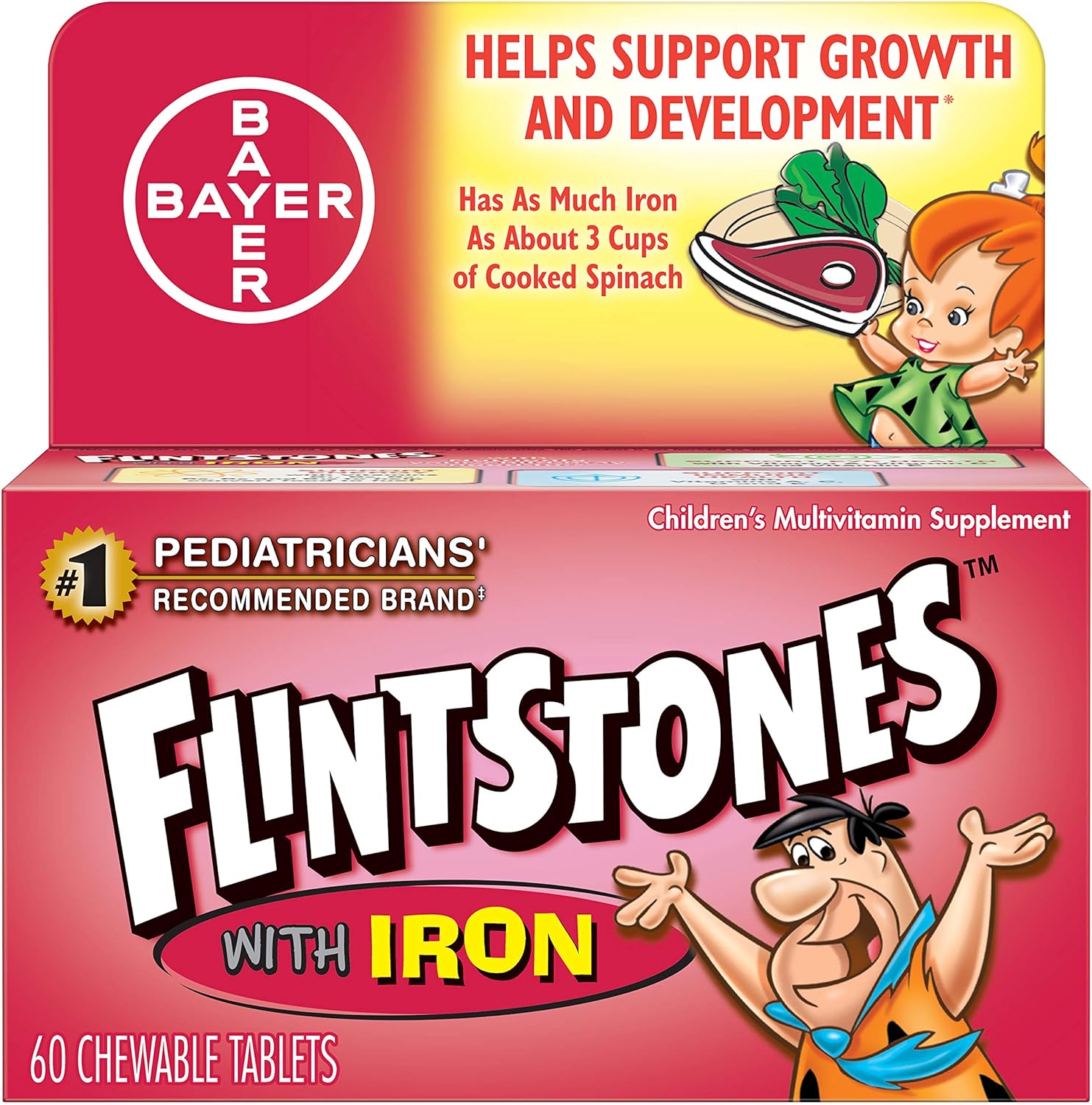 Flintstones Plus Iron Chewable Vitamins – 60ct